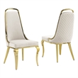 Pemberly Row Gold Chrome Side Chairs Set of 2 in Cream Velvet