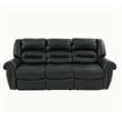 Pemberly Row Modern 3-Seater Manual Bonded Leather Sofa in Black