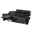 Pemberly Row Modern 3-Seater Manual Bonded Leather Sofa in Black