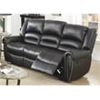 Pemberly Row Modern 3-Seater Manual Bonded Leather Sofa in Black