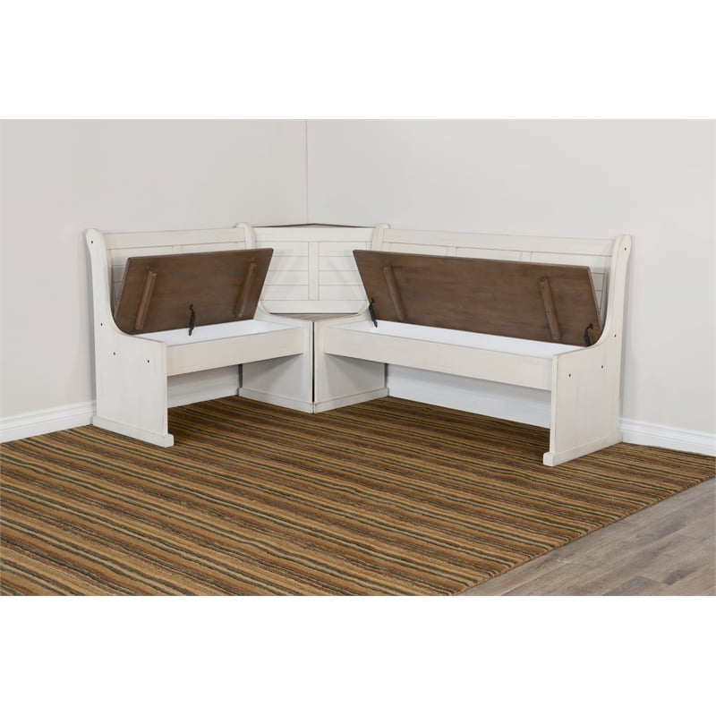 Pemberly Row Contemporary Breakfast Nook Solid Wood Dining Set