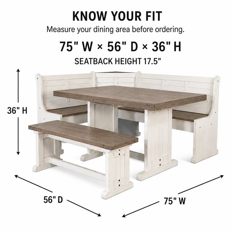 Pemberley Row Mahogany Off White and Brown Dining Set Rectangular Reversible 75