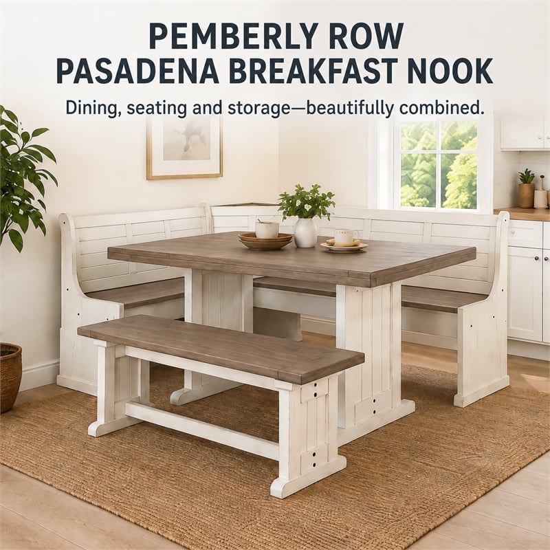 Pemberley Row Mahogany Off White and Brown Dining Set Rectangular Reversible 75