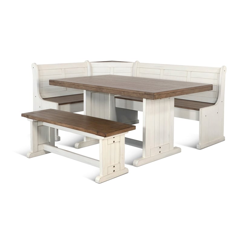 Pemberly Row Contemporary Breakfast Nook Solid Wood Dining Set