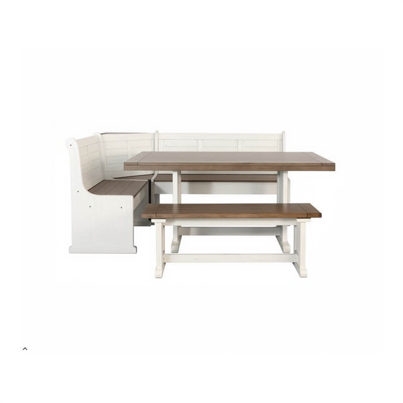 Pemberly Row Contemporary Breakfast Nook Solid Wood Dining Set