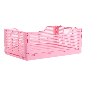 pemberly row set of 4 bubblegum pink folding plastic storage organization crate