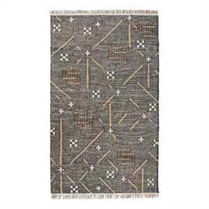 Pemberly Row 60 x 96&quot Abstract Geometric Wool Area Rug in Black