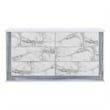 Pemberly Row Modern White High Gloss Marble Dresser With LED