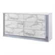 Pemberly Row Modern White High Gloss Marble Dresser With LED