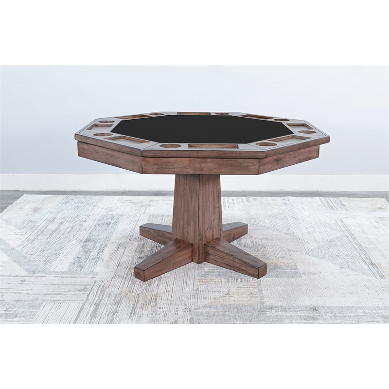 Pemberly Row Reversible Wood Game and Dining Poker Table in Buckskin Natural
