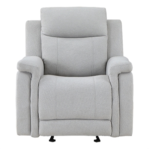 pemberly row modern dark gray upholstered fabric glider recliner