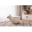 Pemberly Row Llama Animal Solid Wood & Fabric Storage Ottoman in Beige/White