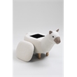 Pemberly Row Llama Animal Solid Wood & Fabric Storage Ottoman in Beige/White