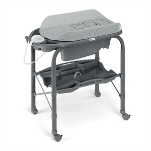 Pemberly Row Bagnetto Stainless Steel Baby Bath with Bottle Tray in Gray