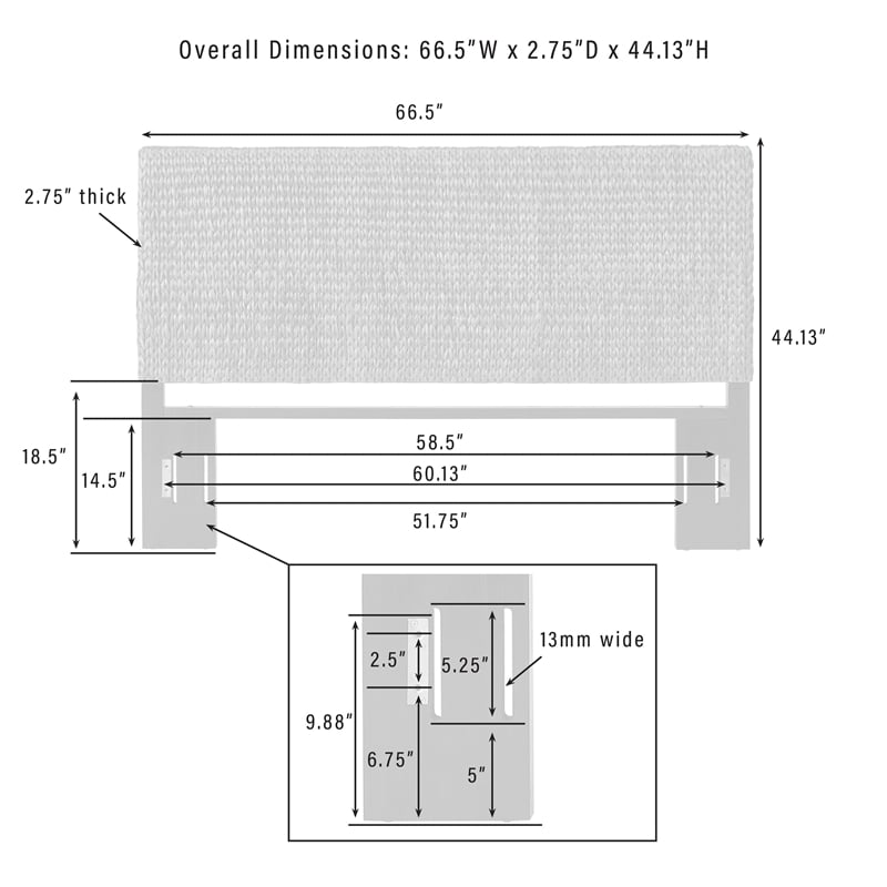Pemberly Row Contemporary Wood/Rattan Queen Headboard - Sea Grass