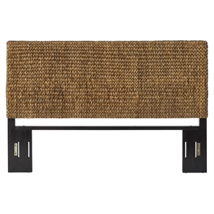 Pemberly Row Contemporary Wood/Rattan Queen Headboard - Sea Grass