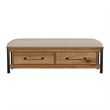 Pemberly Row Modern Storage Bench with Drawers Hickory Finish