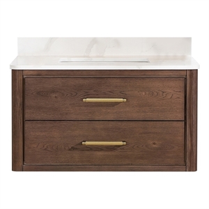 Pemberly Row 36&quot Wood Single Bath Vanity with 2 Drawers in Aged Dark Brown