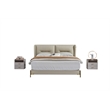 Pemberly Row Genuine Leather & Metal Eastern King/King Bed in Cream