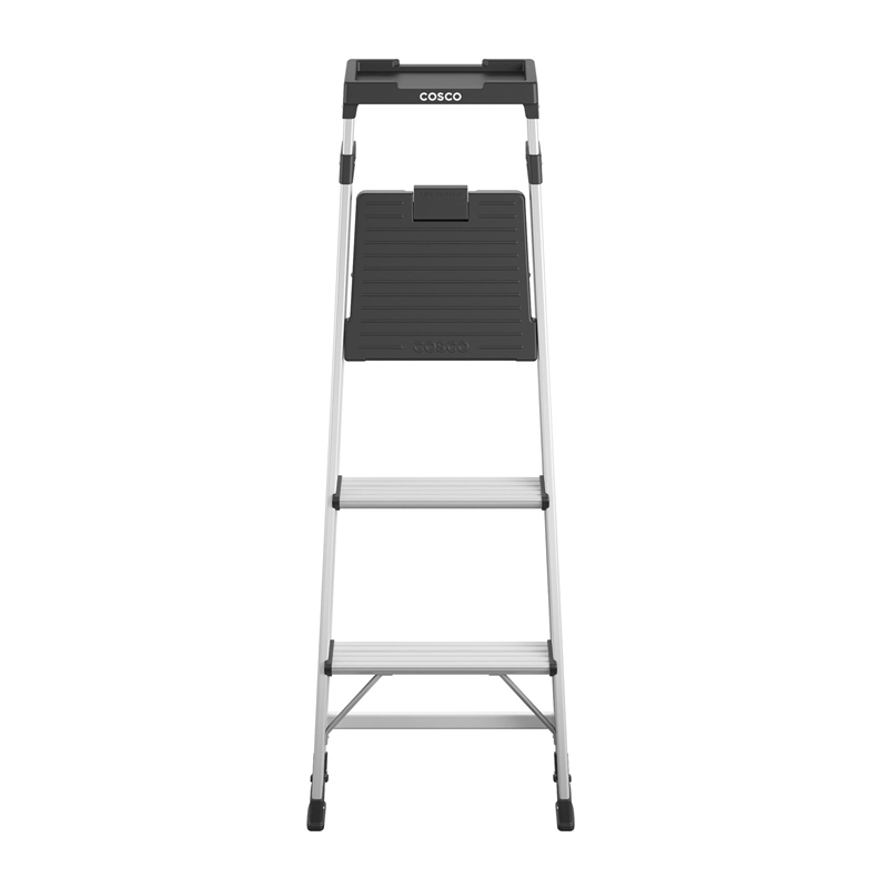 Pemberly Row 3-Step 5' Folding Step Stool 225 lb. Capacity - Aluminum