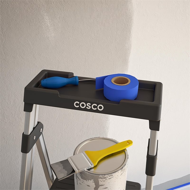 Pemberly Row 3-Step 5' Folding Step Stool 225 lb. Capacity - Aluminum