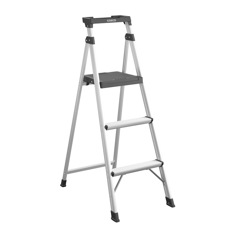 Pemberly Row 3-Step 5' Folding Step Stool 225 lb. Capacity - Aluminum