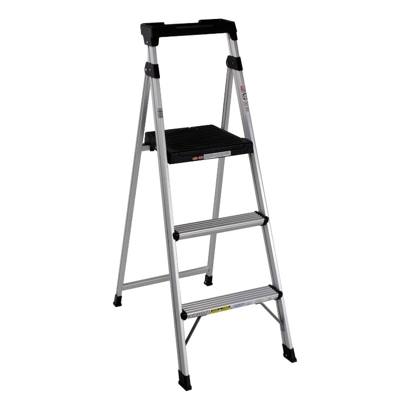 Pemberly Row 3-Step 5' Folding Step Stool 225 lb. Capacity - Aluminum