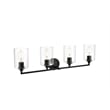 Pemberly Row 4-Light Iron & Glass Bath Sconce in Black/Clear
