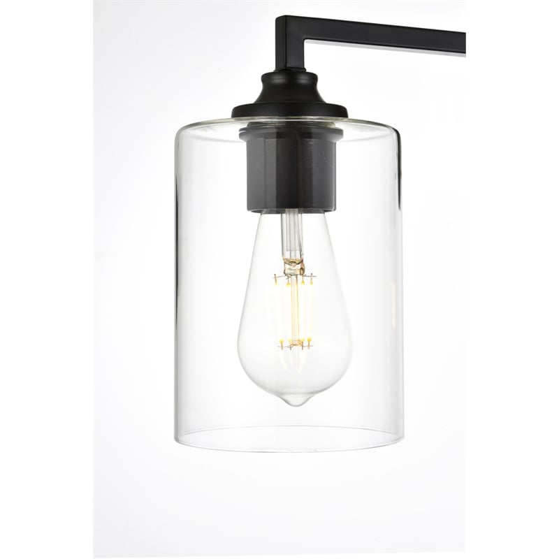 Pemberly Row 4-Light Iron & Glass Bath Sconce in Black/Clear