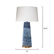 Pemberly Row Contemporary Pleated Ceramic Table Lamp in Blue