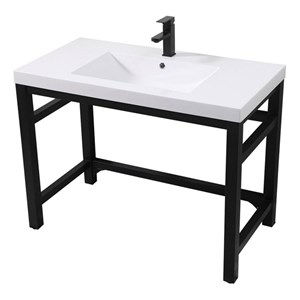 Pemberly Row 42&quot Resin & Metal Bathroom Vanity in Black/White