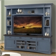 Pemberly Row Modern Wood TV Console with Hutch Back Panel in Denim