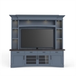 Pemberly Row Modern Wood TV Console with Hutch Back Panel in Denim