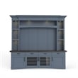 Pemberly Row Modern Wood TV Console with Hutch Back Panel in Denim