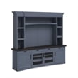 Pemberly Row Modern Wood TV Console with Hutch Back Panel in Denim