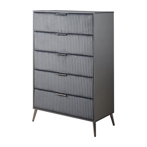 Pemberly Row Contemporary Wood 5-Drawer Chest in Gray Finish