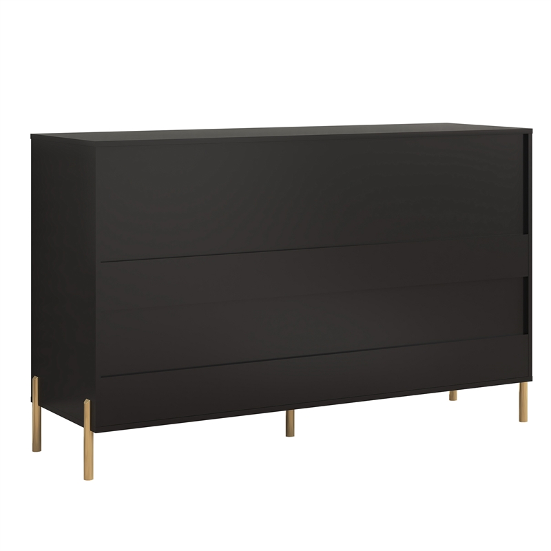 Pemberly Row Modern 6-Drawer Double Dresser- Stylish Bedroom Storage - Black