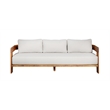 Pemberly Row Modern Outdoor Solid Teak Wood Sofa - Gray Fabric