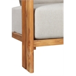Pemberly Row Modern Outdoor Solid Teak Wood Sofa - Gray Fabric