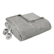 Pemberly Row Contemporary Solid Corded Plush Fabric Twin Heated Blanket in Gray
