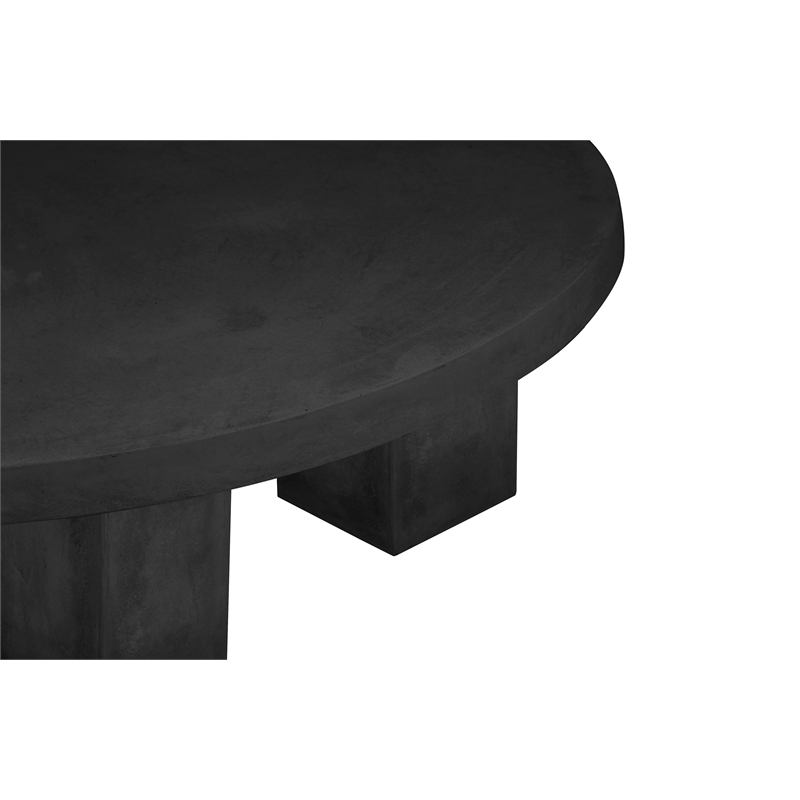 Pemberly Row Modern Round Coffee Table Small In Black Concrete