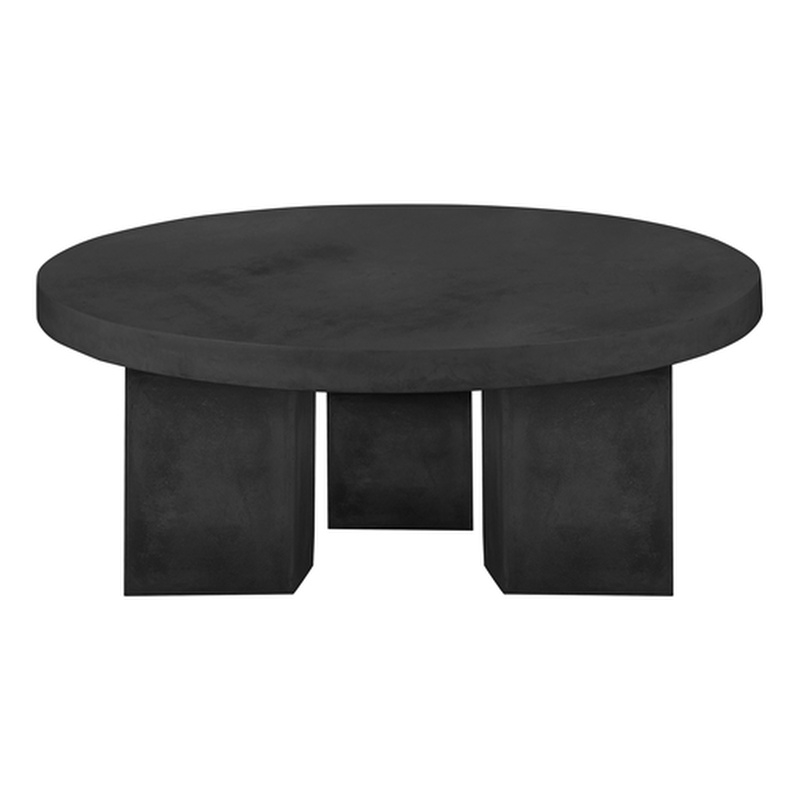 Pemberly Row Modern Round Coffee Table Small In Black Concrete