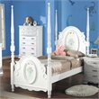 Pemberly Row Contemporary Wooden Full Bed with Poster in White