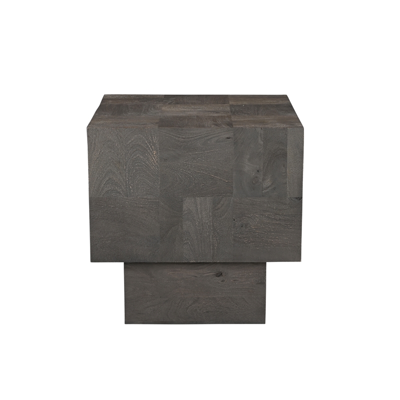 Pemberly Row Contemporary Solid Wood Side Table in Dark Gray