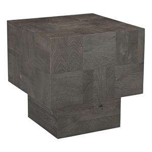 Pemberly Row Contemporary Solid Wood Side Table in Dark Gray
