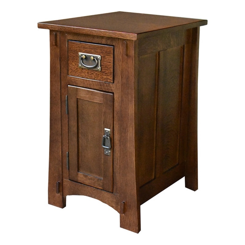 Pemberly Row Mission Tapered Leg Narrow Nightstand in Michael's Cherry