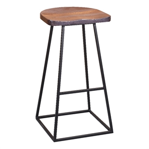 Pemberly Row Modern Solid Sheesham Wood 30&quot Bar Stool - Gray