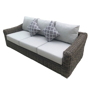 Pemberly Row Wicker / Rattan Patio Sofa with Cushion in Brown/Beige