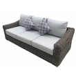 Pemberly Row Wicker / Rattan Patio Sofa with Cushion in Brown/Beige