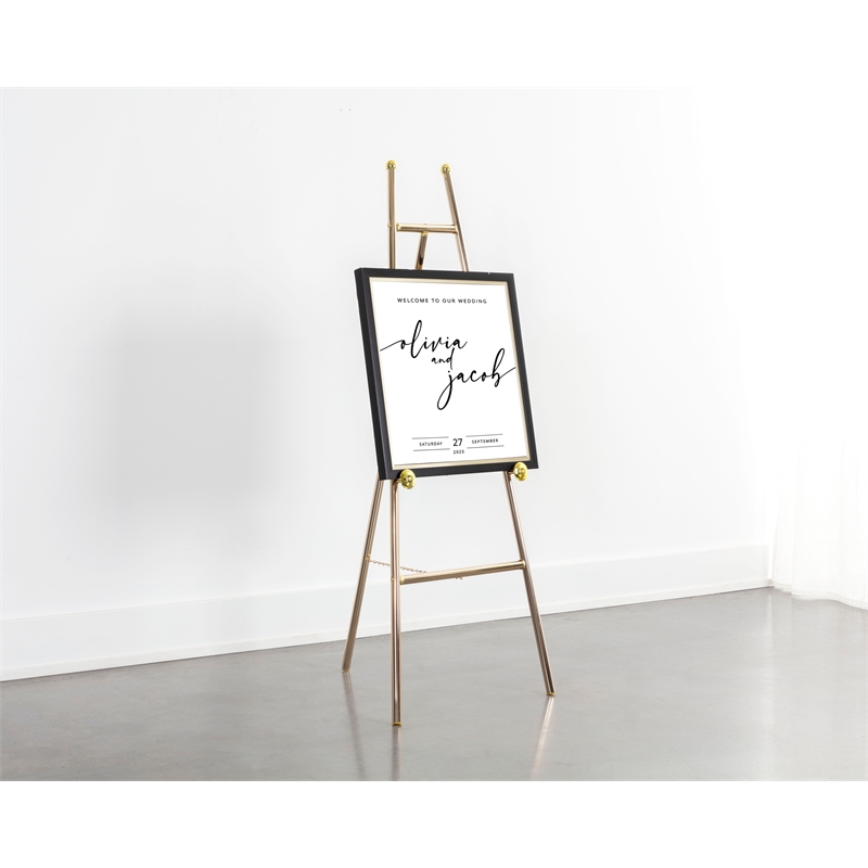 Pemberly Row Contemporary Metal Tripod Gold/Brass Plated Easel